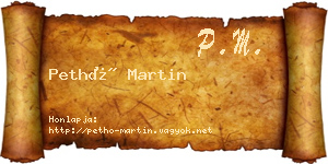 Pethő Martin névjegykártya